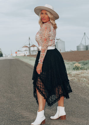 Madison Black Tiered Lace Skirt