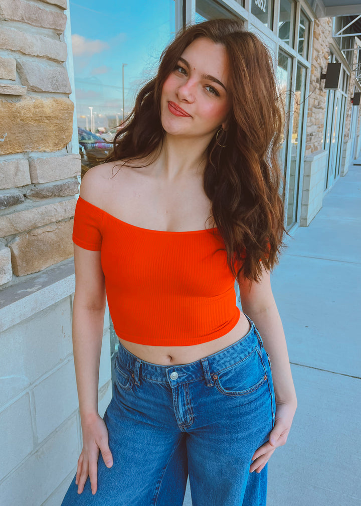 Cherry Tomato Ribbed Crop Top