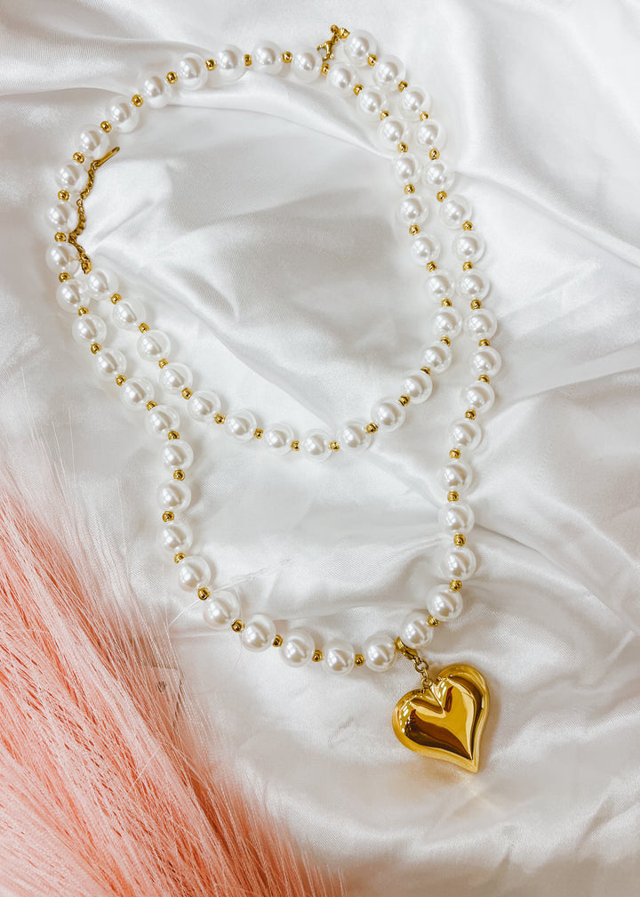 Wrap Around Pearl Heart Necklace