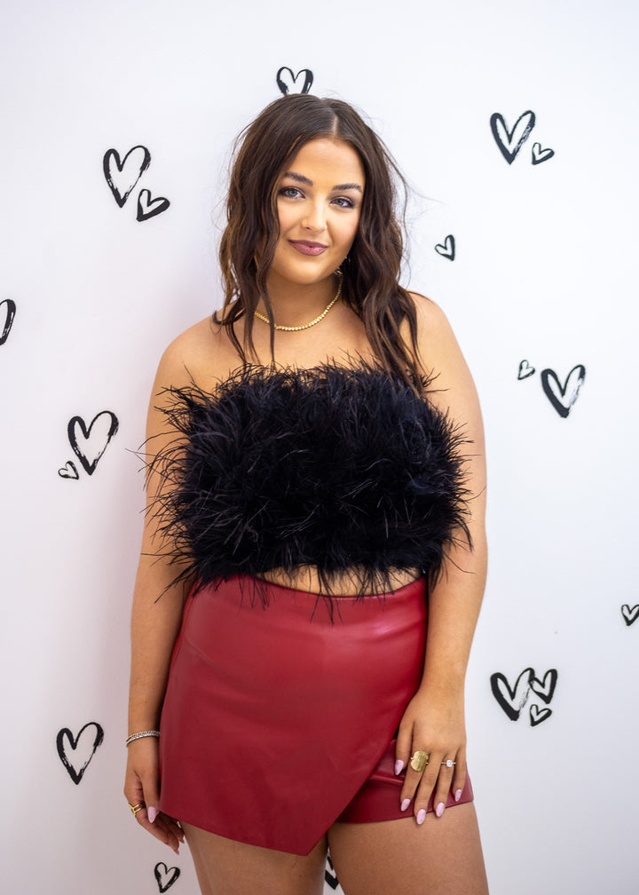 Fancy Black Feather Top