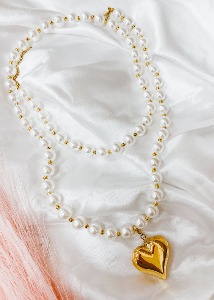 Wrap Around Pearl Heart Necklace