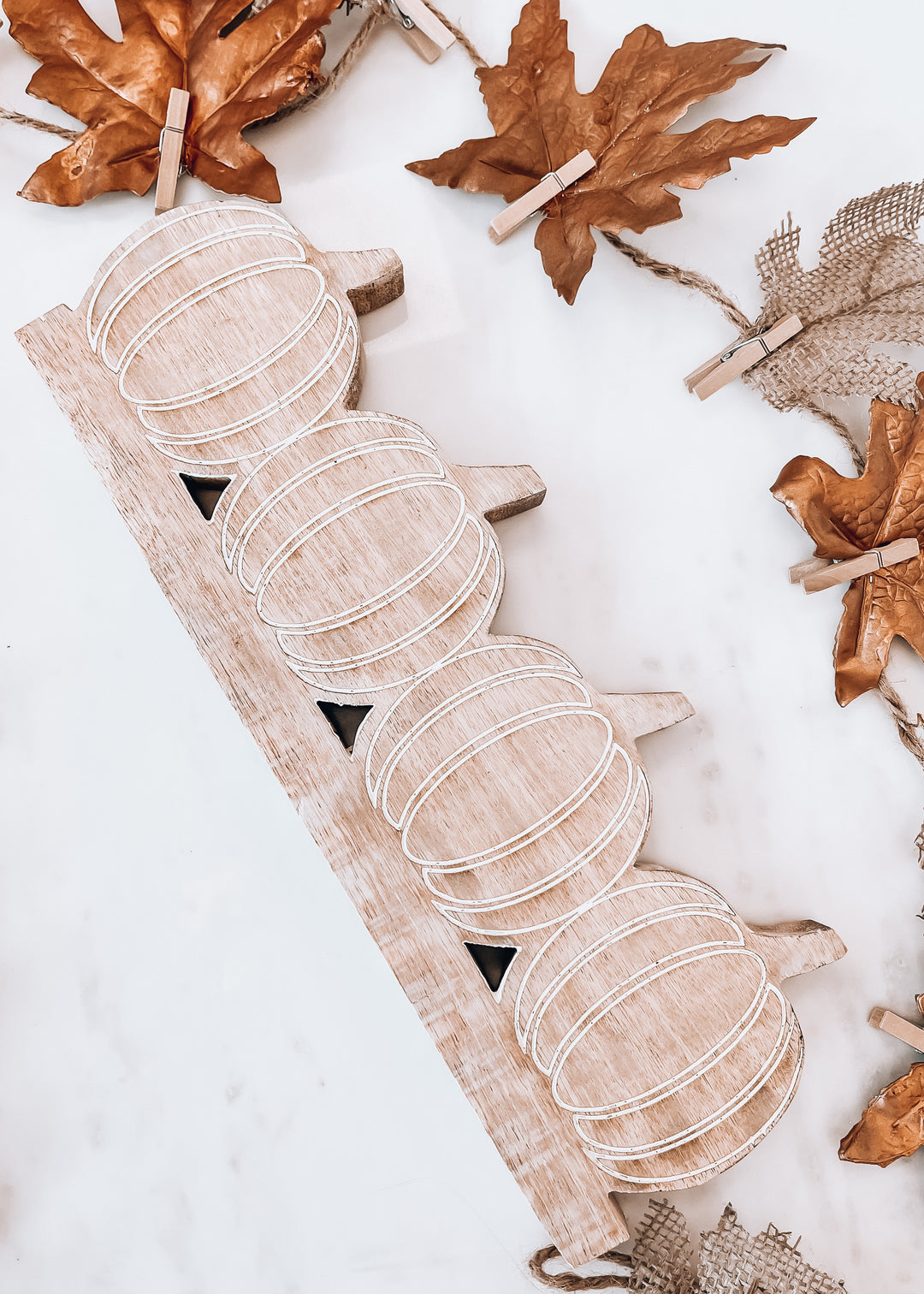 Four Wooden Pumpkins