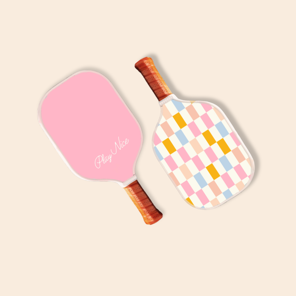 Pink Checkerboard Pickleball Paddle