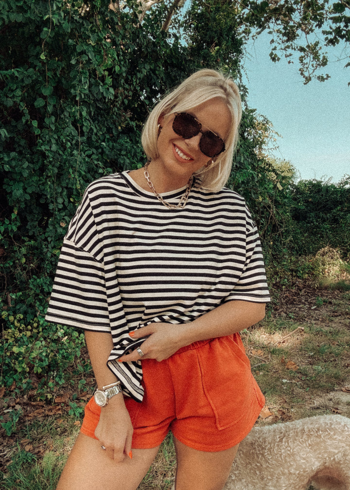 The Boyfriend Black and White Striped Tee