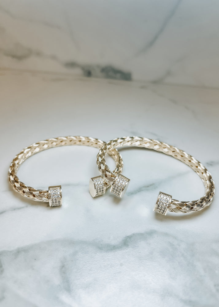 Gold Braided Bar Bracelet