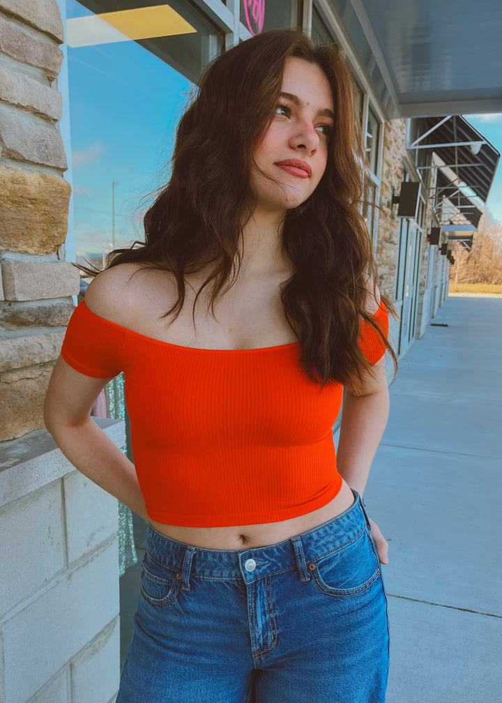 Cherry Tomato Ribbed Crop Top