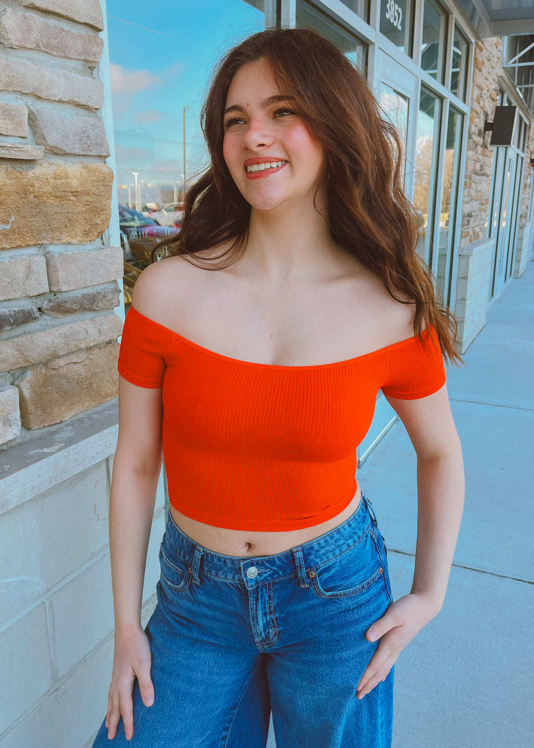 Cherry Tomato Ribbed Crop Top