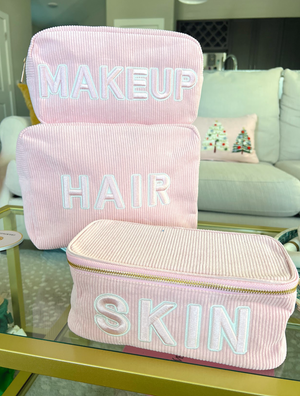 Makeup Bag - Pink Corduroy