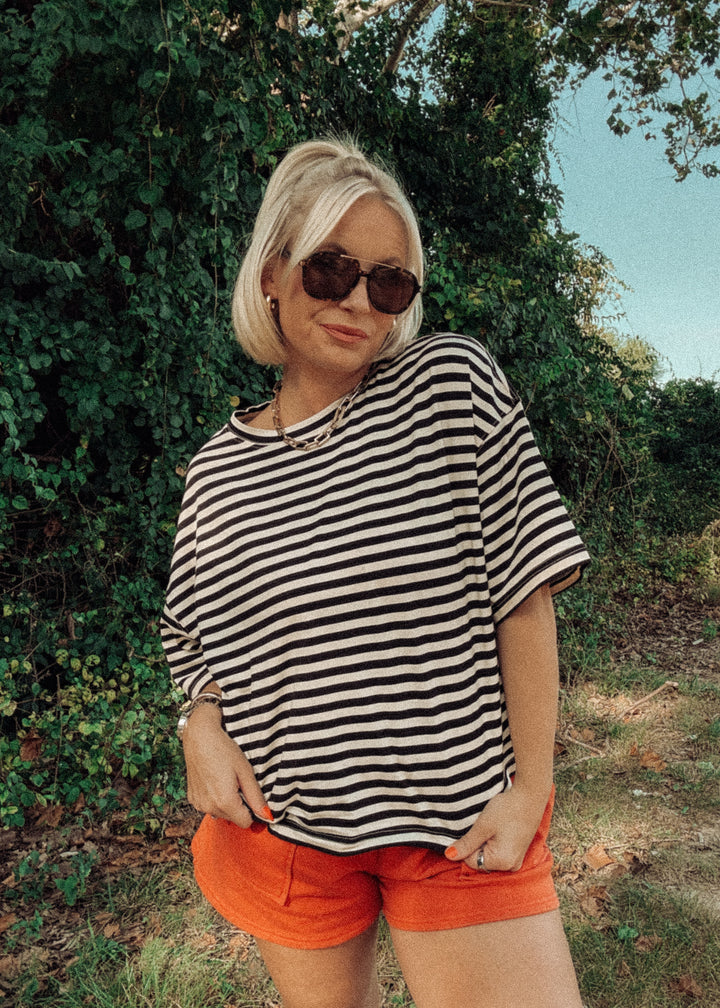 The Boyfriend Black and White Striped Tee