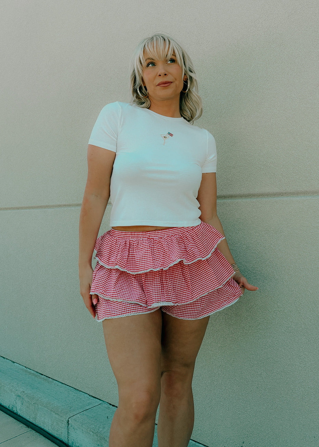 Cherry Pie Gingham Mini Skort