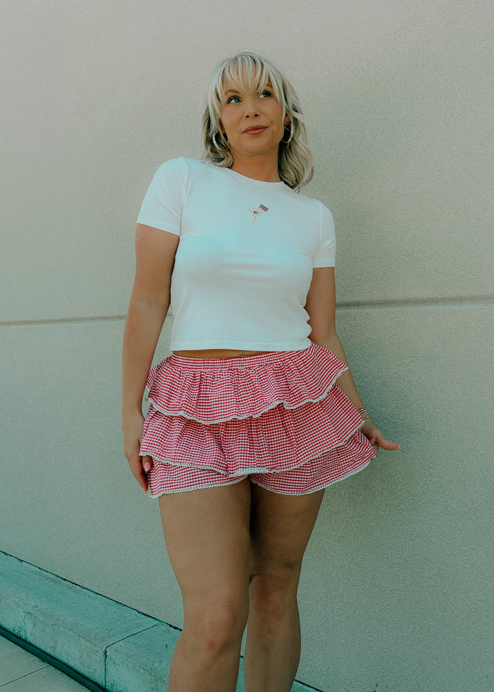 Cherry Pie Gingham Mini Skort