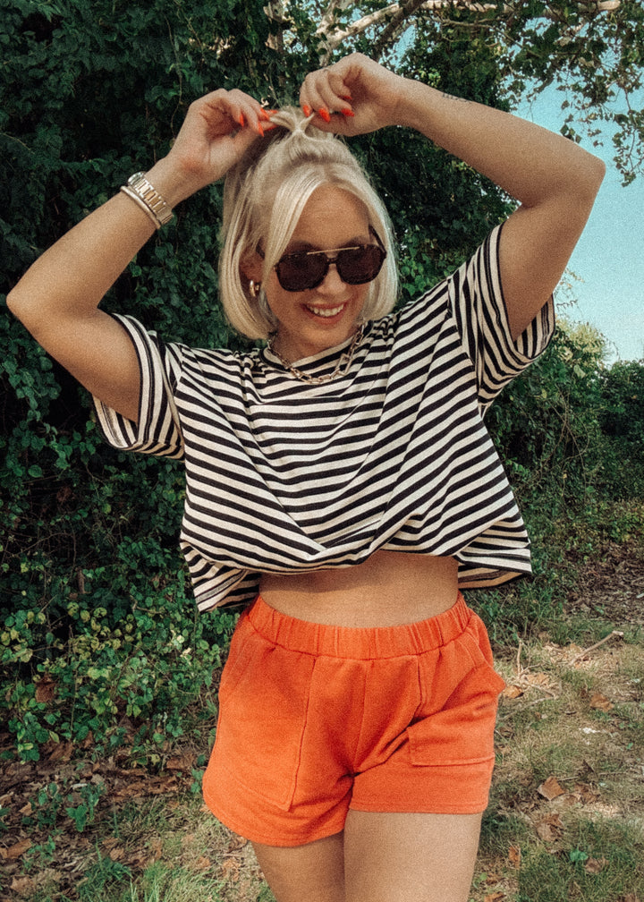 The Boyfriend Black and White Striped Tee