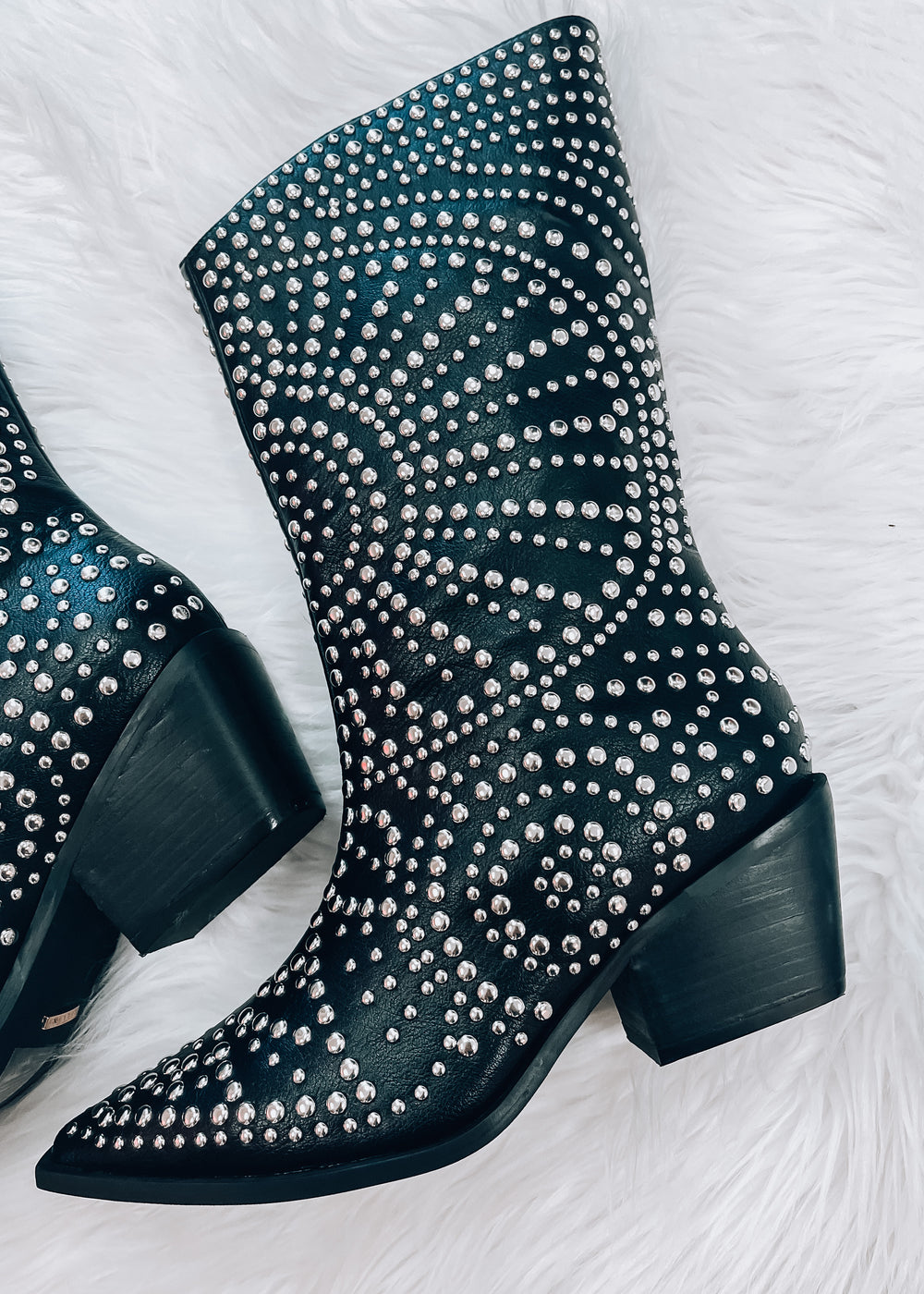 silver studded cowgirl boot, western boot, rhinestone boots