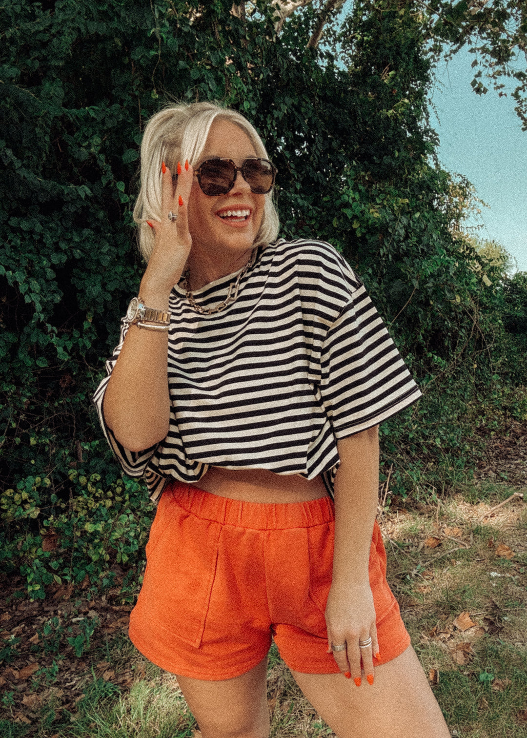 The Boyfriend Black and White Striped Tee