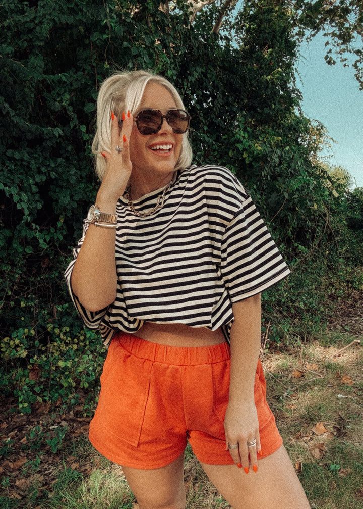 The Boyfriend Black and White Striped Tee