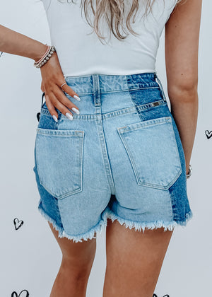 
            
                Load image into Gallery viewer, Ultra High Rise Two Tone Denim Short
            
        