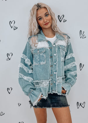 
            
                Load image into Gallery viewer, So Darling Denim and Lace Jacket
            
        