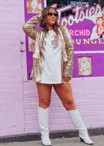 The Stage Oversized Gold Sequin Blazer