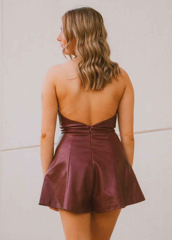 Berry Bold Vegan Leather Romper