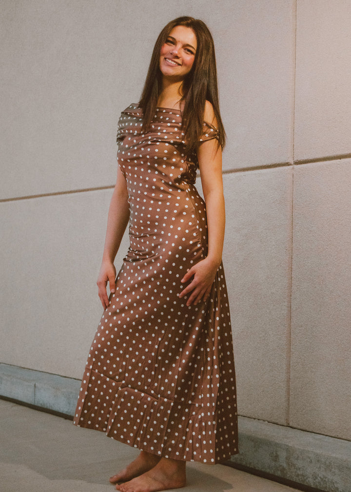 Pretty Woman Brown Polka Dot Dress