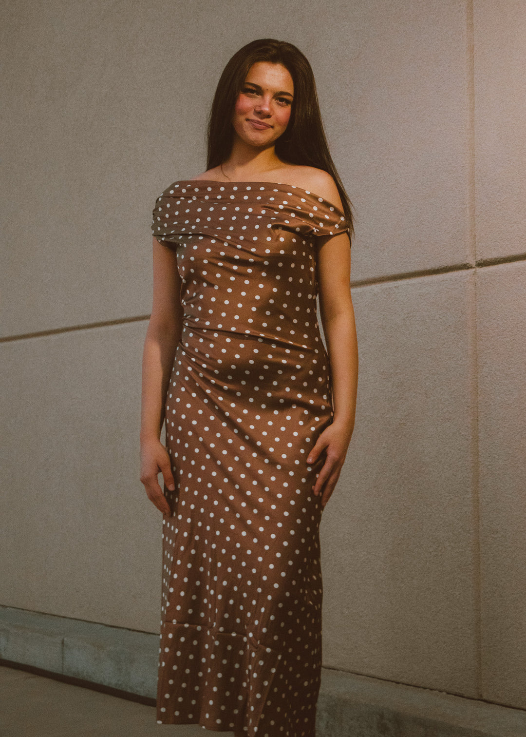 Pretty Woman Brown Polka Dot Dress