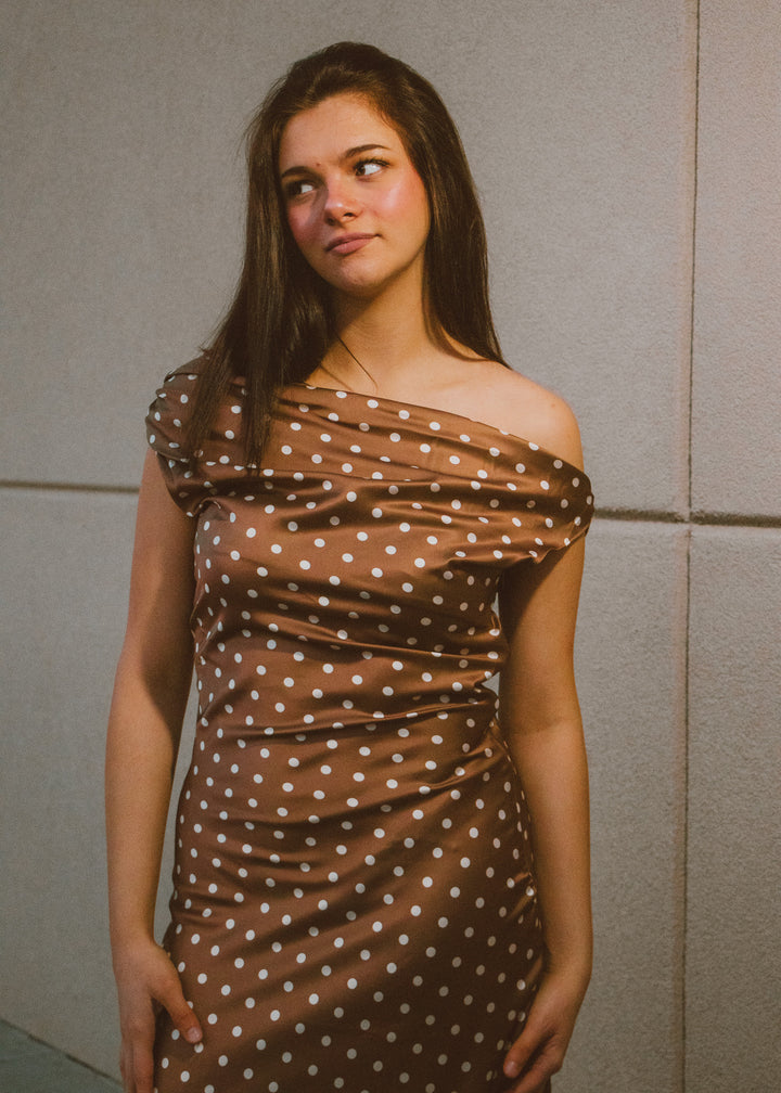Pretty Woman Brown Polka Dot Dress