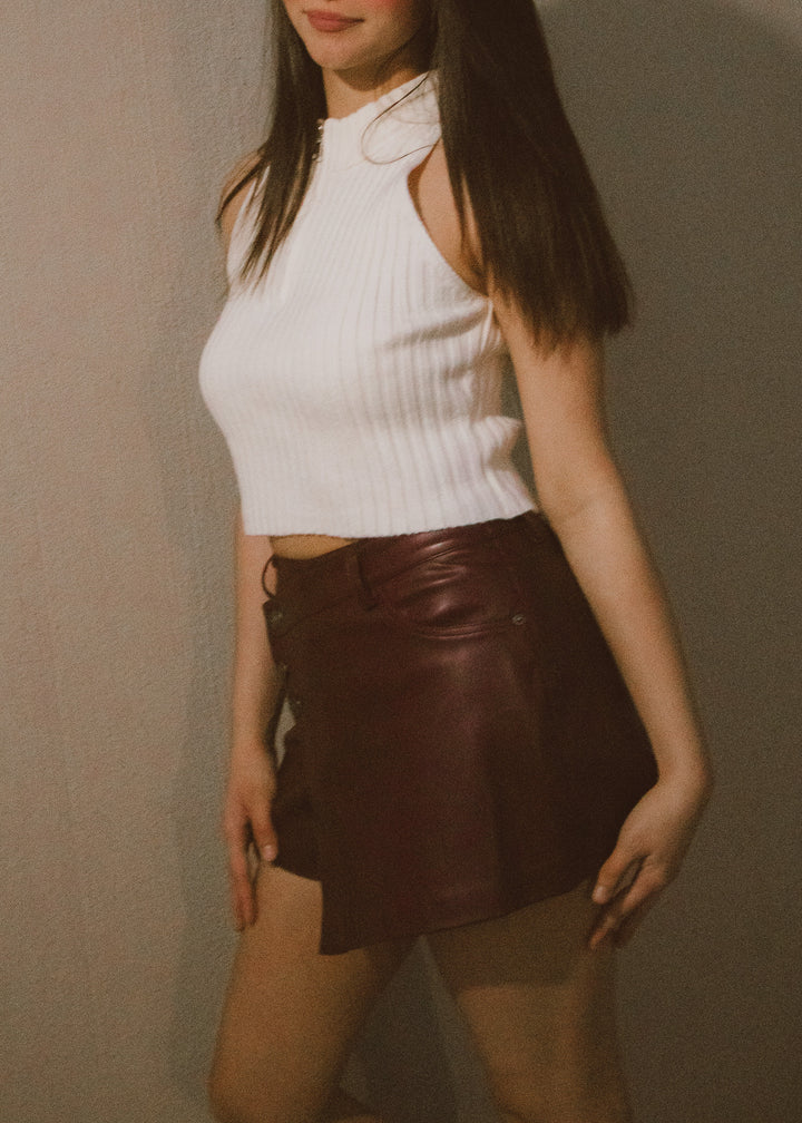 leather skort