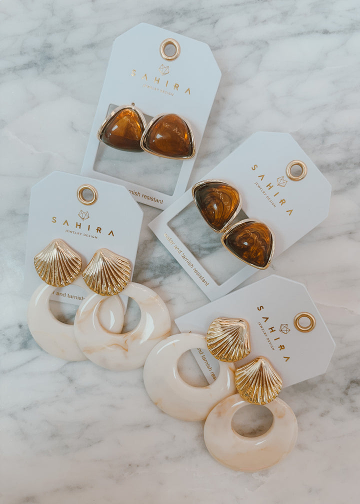 Kenle Shell Earring-Marble