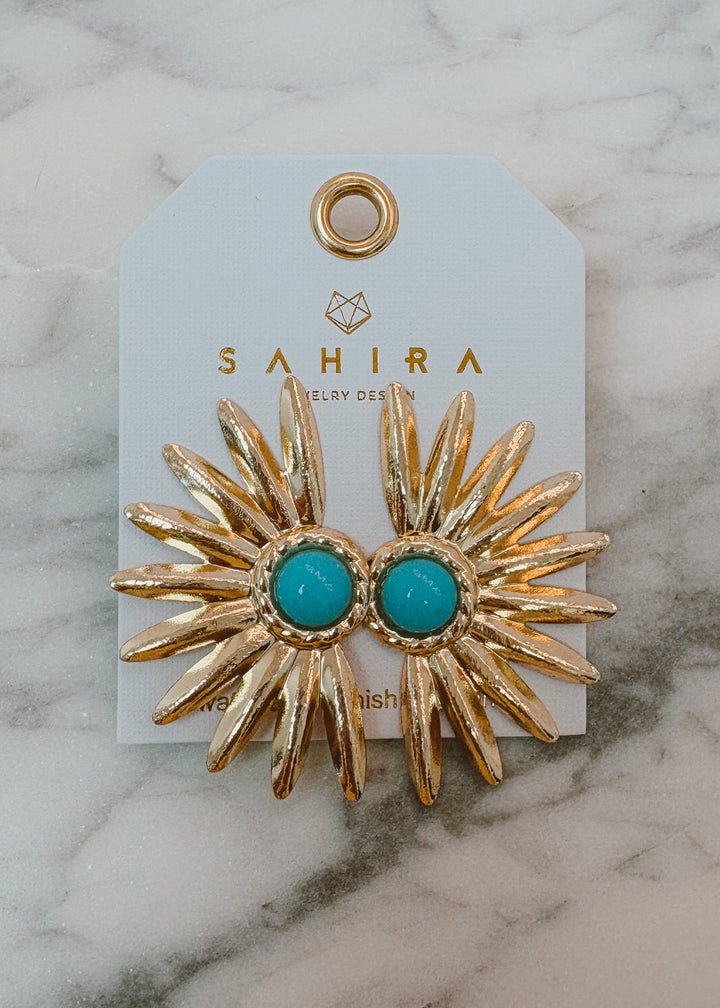 Turquoise Sunburst Earrings