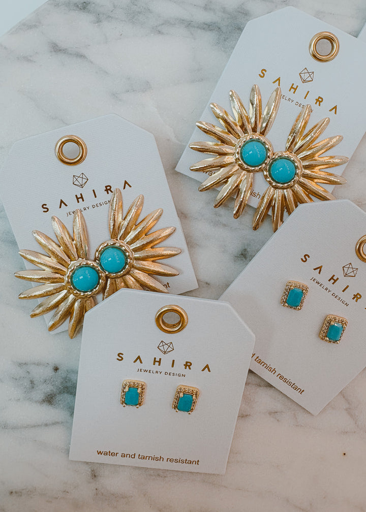 Turquoise Sunburst Earrings