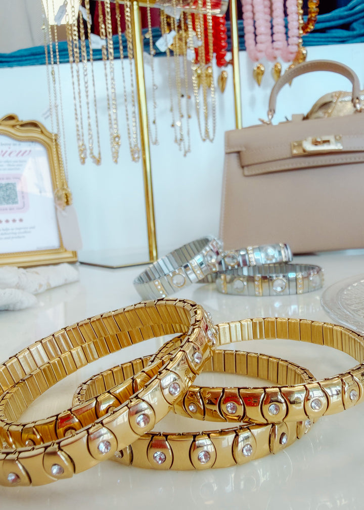 Serena Studded Gold Stretch Bracelet