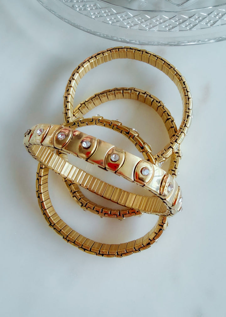 Serena Studded Gold Stretch Bracelet