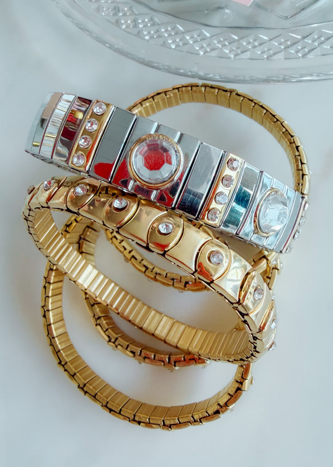 Serena Studded Gold Stretch Bracelet