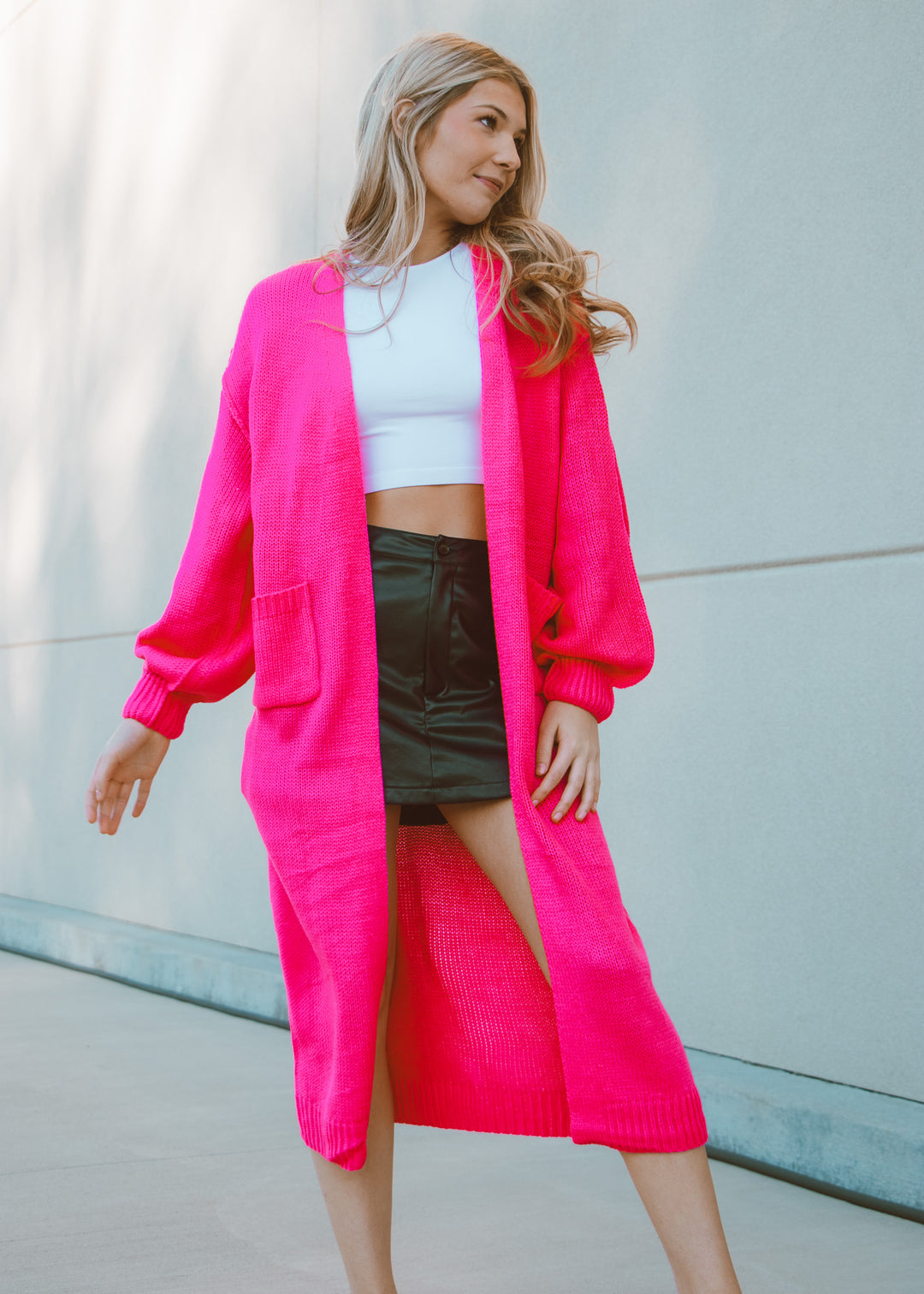 Hot Pink Duster Cardigan