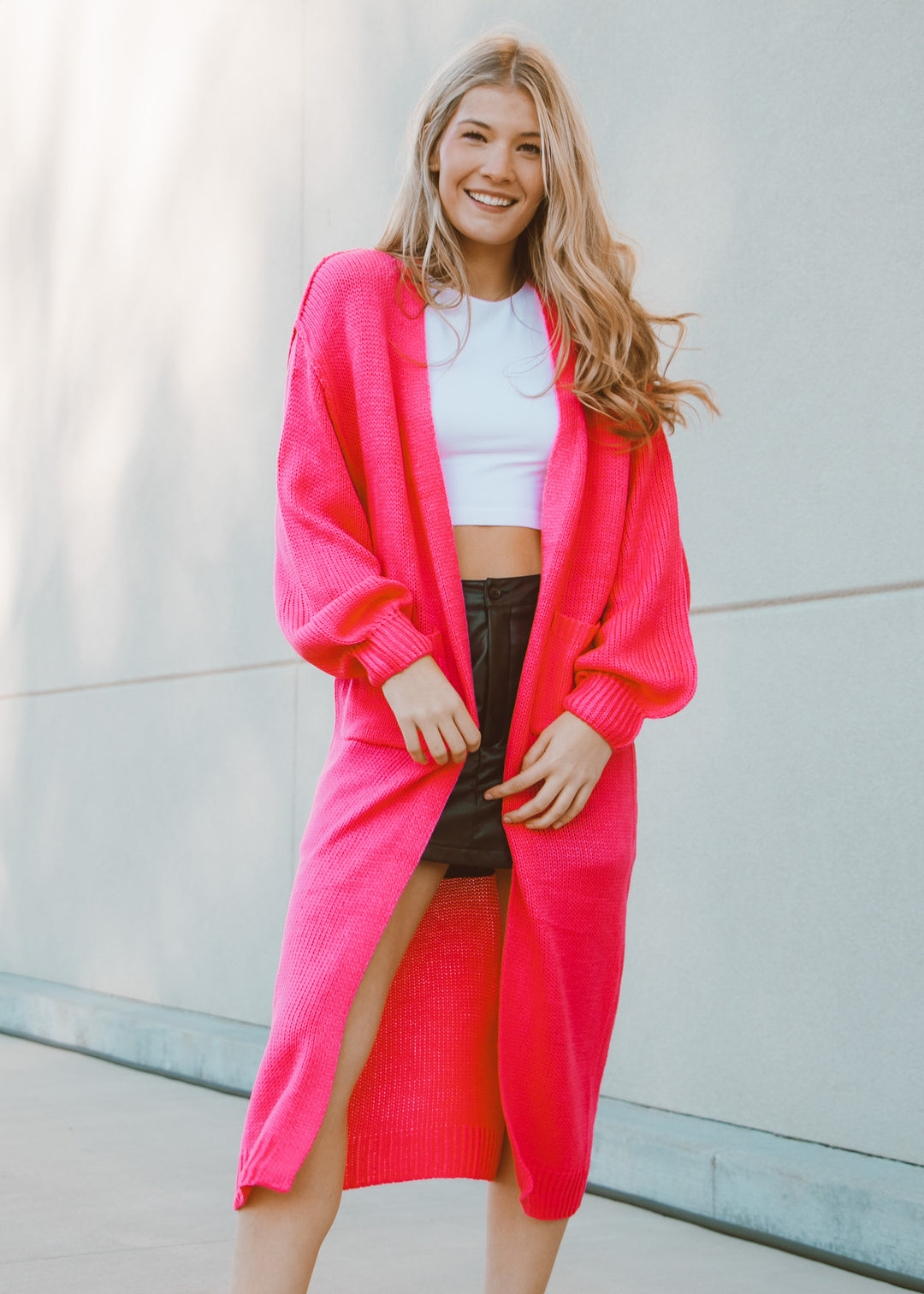 Hot Pink Duster Cardigan