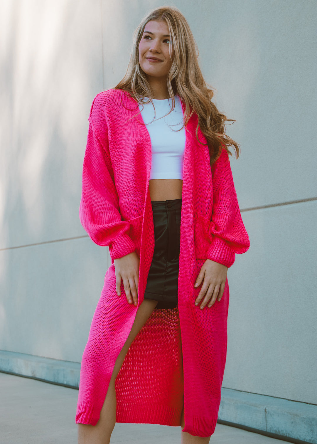 Hot Pink Duster Cardigan