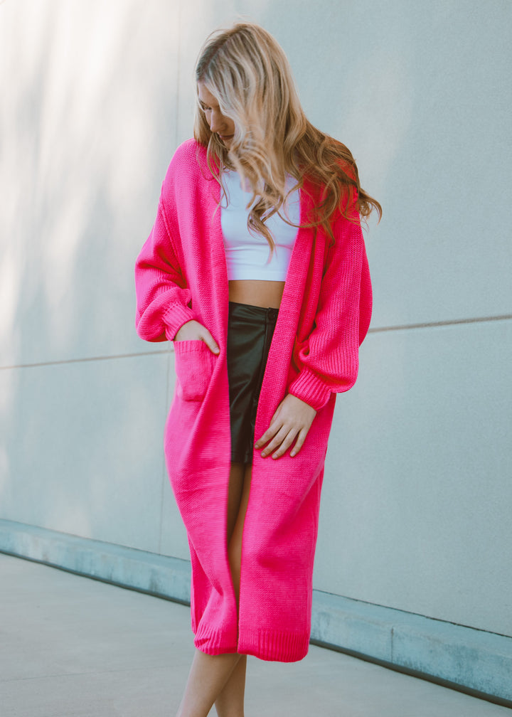 Hot Pink Duster Cardigan
