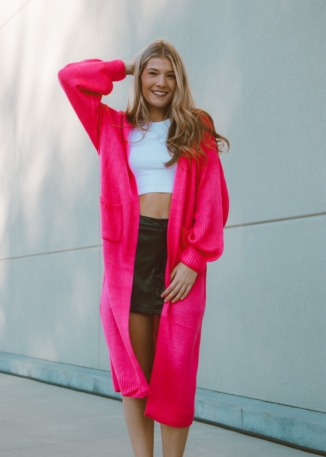 Hot Pink Duster Cardigan