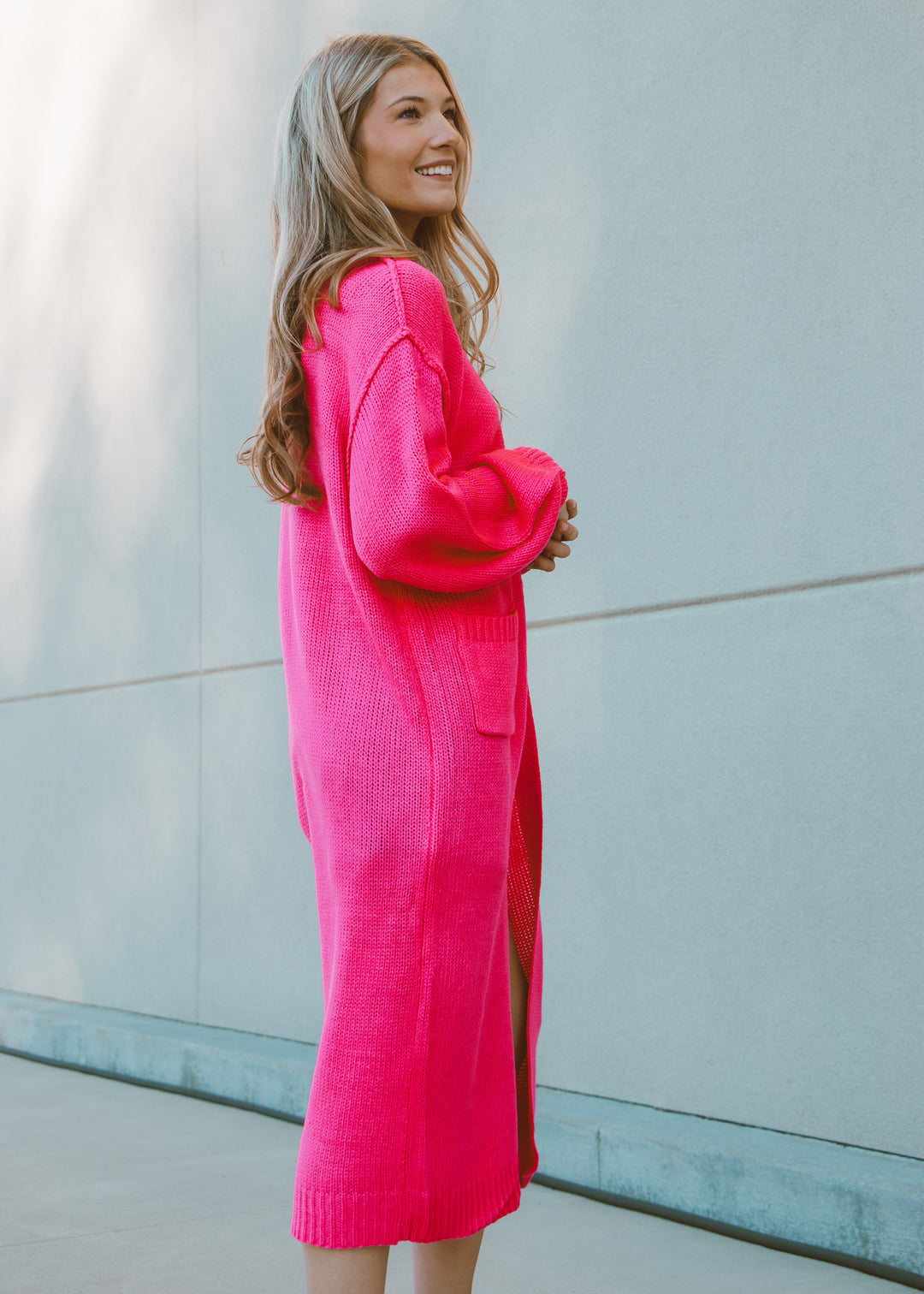 Hot Pink Duster Cardigan