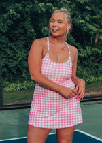 Tennis Cutie Pink Houndstooth Athletic Dress