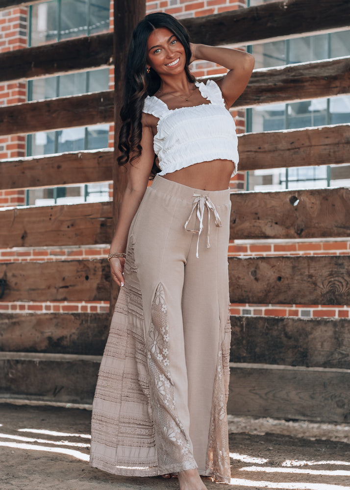 Boho Babe Latte Lace Detailed Pant