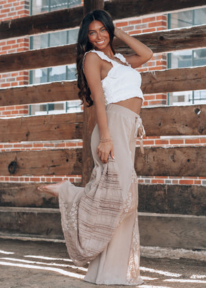 Boho Babe Latte Lace Detailed Pant