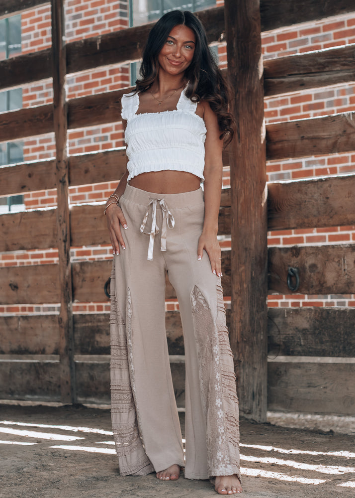 Boho Babe Latte Lace Detailed Pant