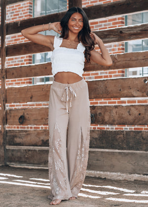 Boho Babe Latte Lace Detailed Pant