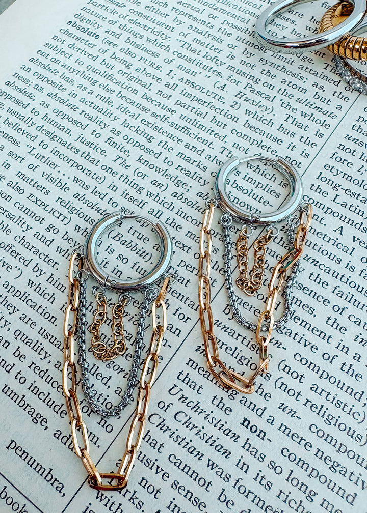Edgy Huggie Two Tone Earring