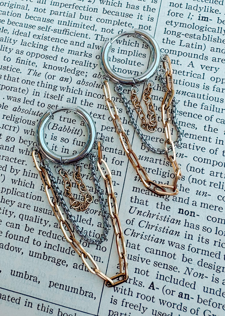 Edgy Huggie Two Tone Earring