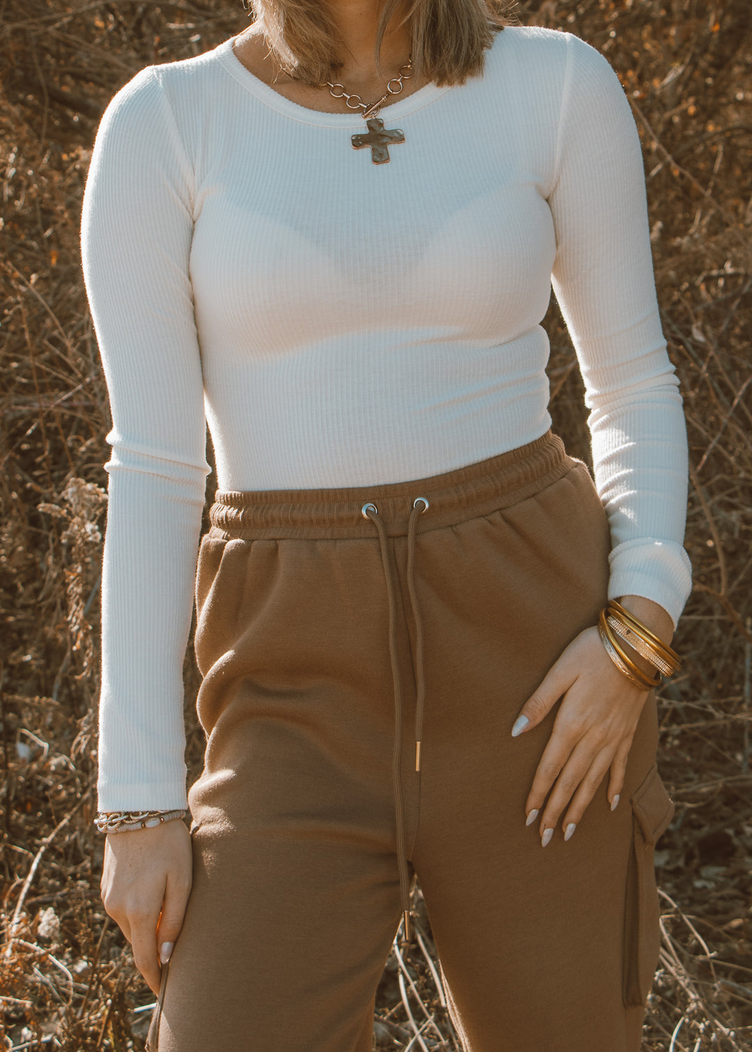 Cream Ribbed Bodysuit