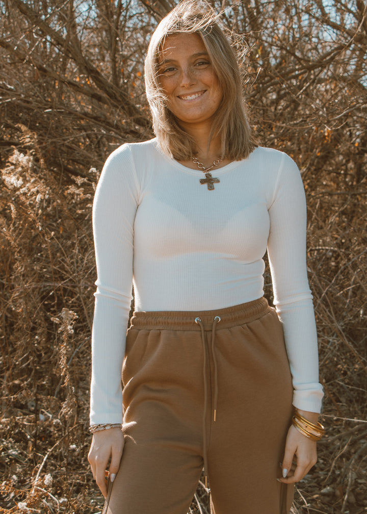 Cream Ribbed Bodysuit
