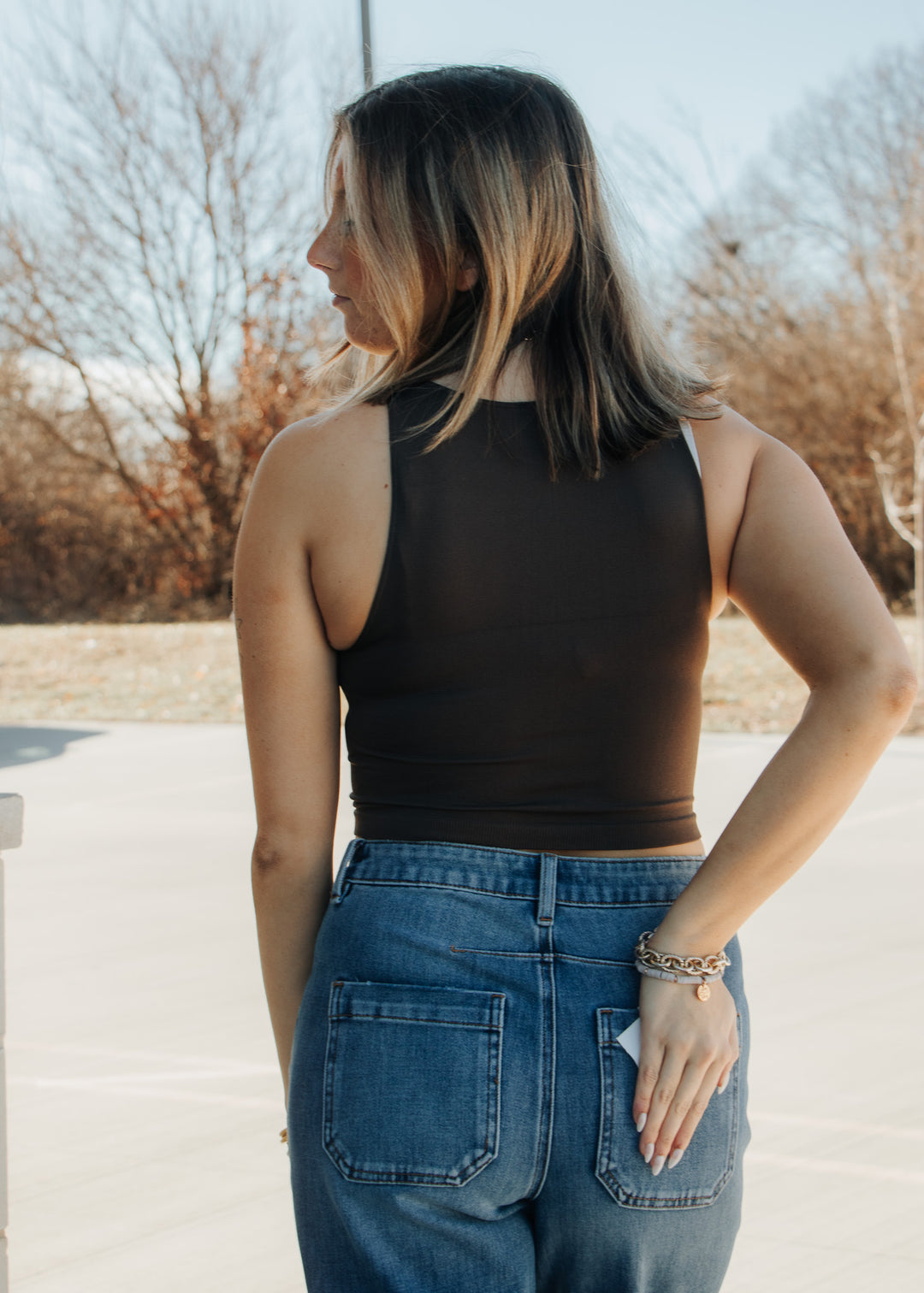 brown tank top outfit