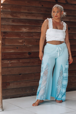 Boho Babe Baby Blue Lace Detailed Pant